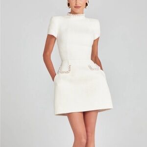 NADINE MERABI Elegant White Mini Dress